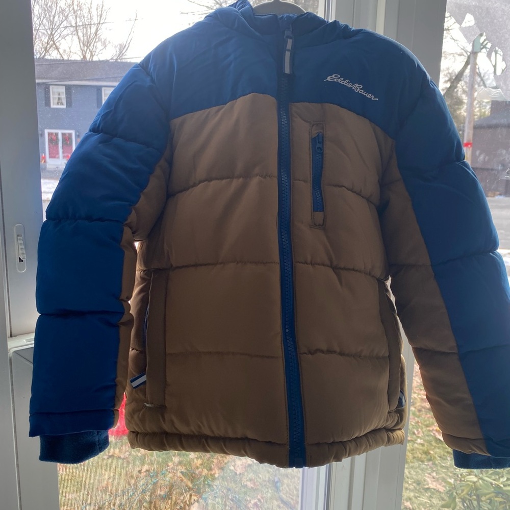 Eddie Bauer Kids Puffer Jacket in Blue and Brown